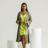 Moss | Signature Sateen Robe Made With 100% Organic Bamboo #Color_moss