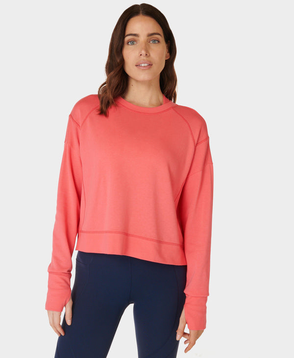 After Class Crop Sweatshirt Sb5622c Coral-Pink