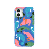 Electric Blue Sea Cows iPhone 16 Plus Case