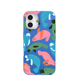 Electric Blue Sea Cows iPhone 16 Case