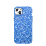 Electric Blue Shark Frenzy iPhone 15 Plus Case