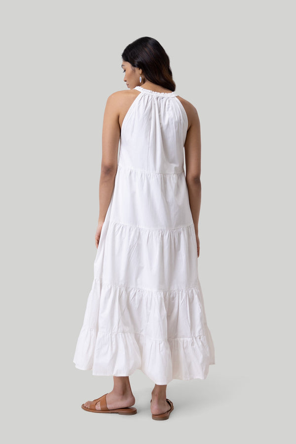 Sleeveless embroidered tiered maxi dress