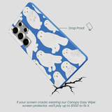 Electric Blue Snowy Owls Samsung Galaxy S25 Ultra Case