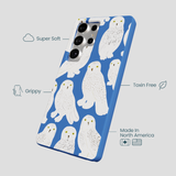Electric Blue Snowy Owls Samsung Galaxy S25 Ultra Case