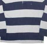 TOMMY HILFIGER Mens Polo Shirt Blue Striped Long Sleeve 2XL