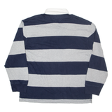 TOMMY HILFIGER Mens Polo Shirt Blue Striped Long Sleeve 2XL