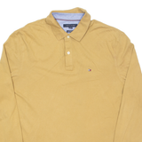 TOMMY HILFIGER Mens Polo Shirt Brown Long Sleeve L