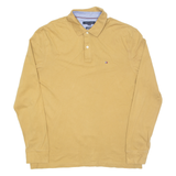 TOMMY HILFIGER Mens Polo Shirt Brown Long Sleeve L
