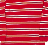 TOMMY HILFIGER Mens Polo Shirt Red Striped Long Sleeve L
