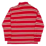 TOMMY HILFIGER Mens Polo Shirt Red Striped Long Sleeve L