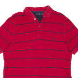 NAUTICA Mens Polo Shirt Red Striped M
