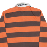 TOMMY HILFIGER Mens Polo Shirt Orange Striped Long Sleeve M