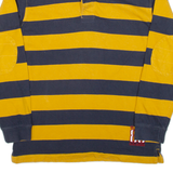 B.U.M EQUIPMENT Mens Polo Shirt Yellow Striped Long Sleeve S