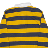 B.U.M EQUIPMENT Mens Polo Shirt Yellow Striped Long Sleeve S