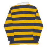 B.U.M EQUIPMENT Mens Polo Shirt Yellow Striped Long Sleeve S
