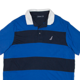 NAUTICA Tall Mens Polo Shirt Blue Striped 2XL