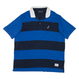 NAUTICA Tall Mens Polo Shirt Blue Striped 2XL