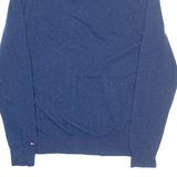 TOMMY HILFIGER Mens Jumper Blue V-Neck Tight Knit Wool M
