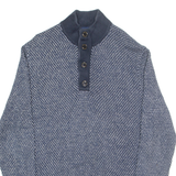 TOMMY HILFIGER Mens Jumper Blue Button Neck Tight Knit XL