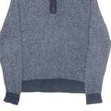 TOMMY HILFIGER Mens Jumper Blue Button Neck Tight Knit XL