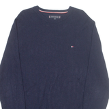 TOMMY HILFIGER Mens Jumper Blue Tight Knit Wool M
