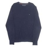 TOMMY HILFIGER Mens Jumper Blue Tight Knit Wool M