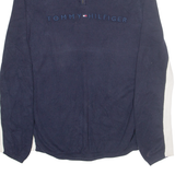 TOMMY HILFIGER Womens Jumper Blue 1/4 Zip Tight Knit M