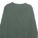 TOMMY HILFIGER Mens Jumper Green V-Neck Tight Knit S