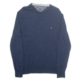 TOMMY HILFIGER Mens Jumper Blue Tight Knit Wool M