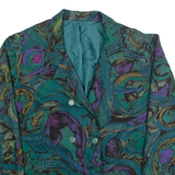 Womens Blazer Jacket Green Crazy Pattern M