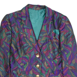 Womens Blazer Jacket Purple 90s Crazy Pattern M