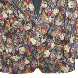 HARDOB Womens Blazer Jacket Black Viscose 90s Floral L