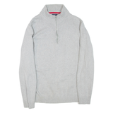 KANGOL Mens Jumper Grey 1/4 Zip Tight Knit XL