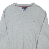 TOMMY HILFIGER Mens Jumper Grey Tight Knit L
