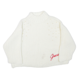GUESS Womens Jumper Cream Chunky Knit L