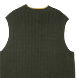 TOMMY HILFIGER Mens Jumper Green V-Neck Cable Knit Sleeveless XL