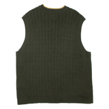 TOMMY HILFIGER Mens Jumper Green V-Neck Cable Knit Sleeveless XL