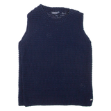 TOMMY HILFIGER Womens Jumper Blue Chunky Knit Sleeveless XS