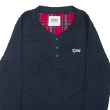 DIESEL Womens Jumper Blue V-Neck Waffle Knit L