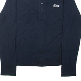 DIESEL Womens Jumper Blue V-Neck Waffle Knit L