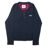 DIESEL Womens Jumper Blue V-Neck Waffle Knit L