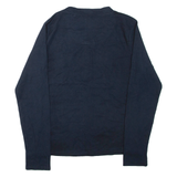 DIESEL Womens Jumper Blue V-Neck Waffle Knit L