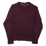 TOMMY HILFIGER Mens Jumper Maroon Tight Knit L