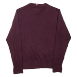 TOMMY HILFIGER Mens Jumper Maroon Tight Knit L