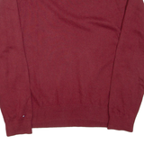 TOMMY HILFIGER Mens Jumper Red V-Neck Tight Knit L