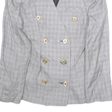 MAXI LIBERATI Womens Blazer Jacket White Viscose Plaid M