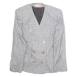 MAXI LIBERATI Womens Blazer Jacket White Viscose Plaid M