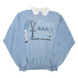 Victory Team Mens Sweatshirt Blue Button Neck L