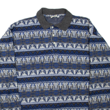 BLUE RIVER Fair Isle Mens Sweatshirt Blue Collared L