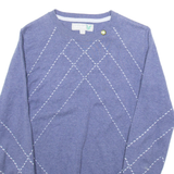 LYLE & SCOTT Womens Patterned Jumper Blue Argyle Tight Knit S